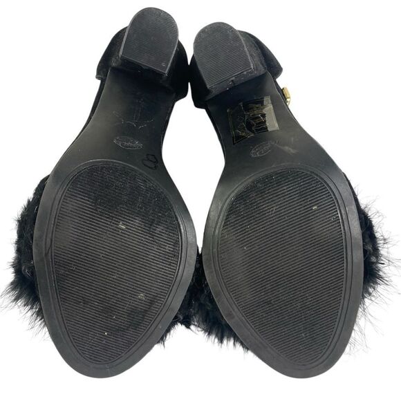 Shoe Republic LA Black Feathered Stiletto Heels sz 7 - Picture 7 of 8